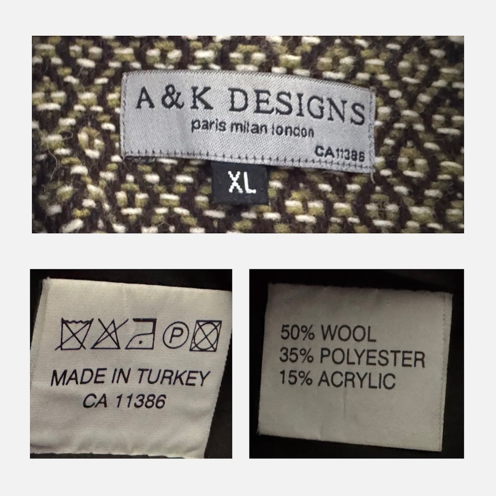 A&K Designs Wool Blend Jacquard Blazer Jacket XL Structured Tailored Fall Winter - Picture 6 of 7